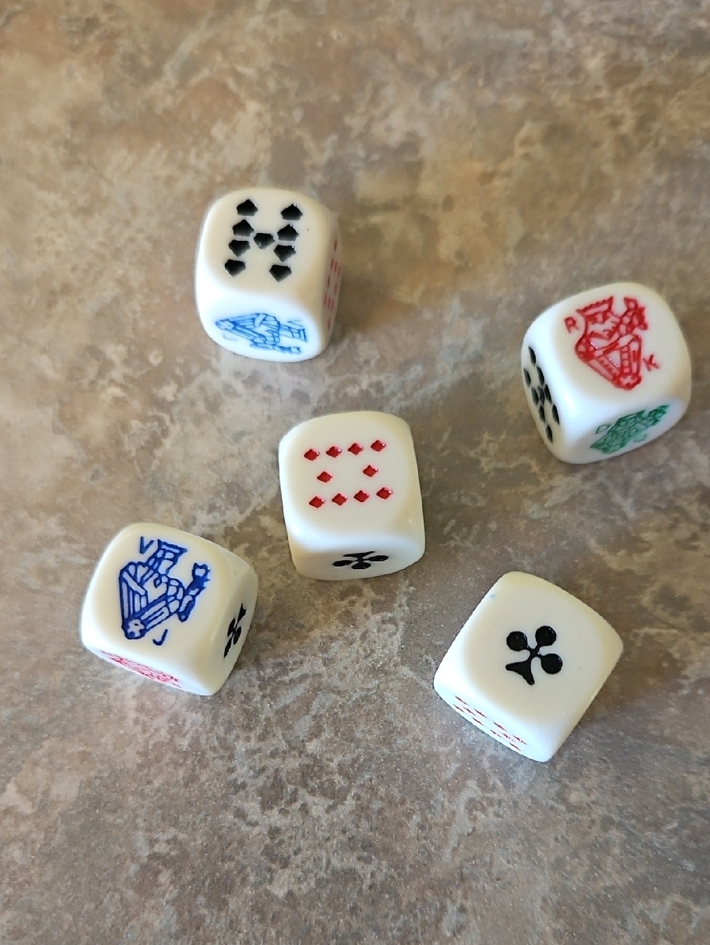 Vintage Poker Dice Set Of 5